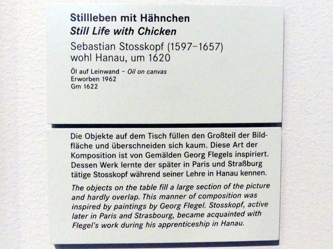 Sebastian Stoskopff (1620–1645), Stillleben mit Hähnchen, Nürnberg, Germanisches Nationalmuseum, Saal 121, um 1620, Bild 2/2