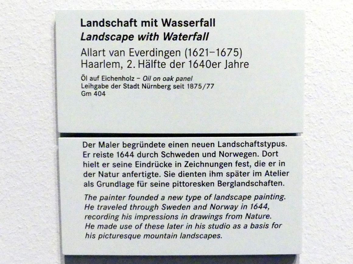 Allart van Everdingen (1645–1670), Landschaft mit Wasserfall, Nürnberg, Germanisches Nationalmuseum, Saal 123, um 1645–1650, Bild 2/2