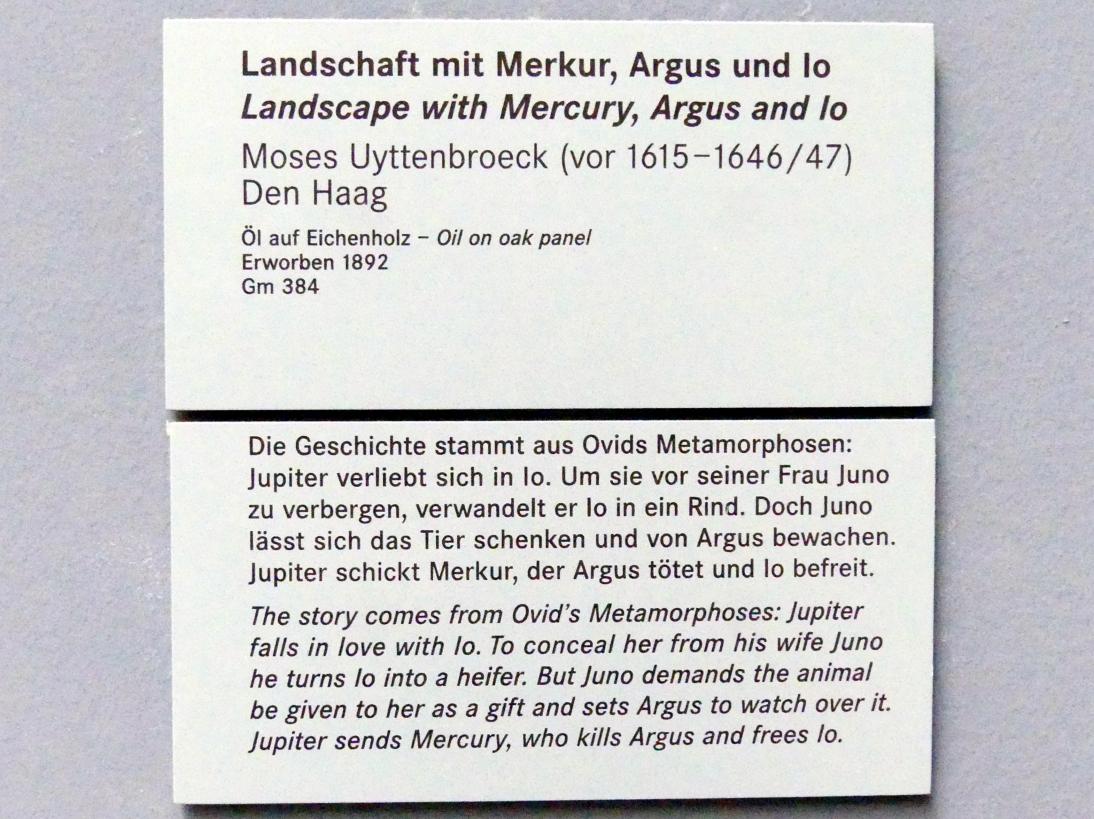 Moyses van Wtenbrouck (1625), Landschaft mit Merkur, Argus und Io, Nürnberg, Germanisches Nationalmuseum, Saal 124, Undatiert, Bild 2/2