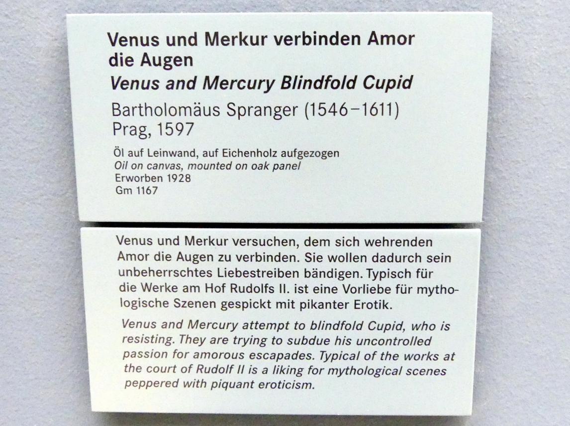 Bartholomäus Spranger (1569–1610), Venus und Merkur verbinden Amor die Augen, Nürnberg, Germanisches Nationalmuseum, Saal 124, 1597, Bild 2/2