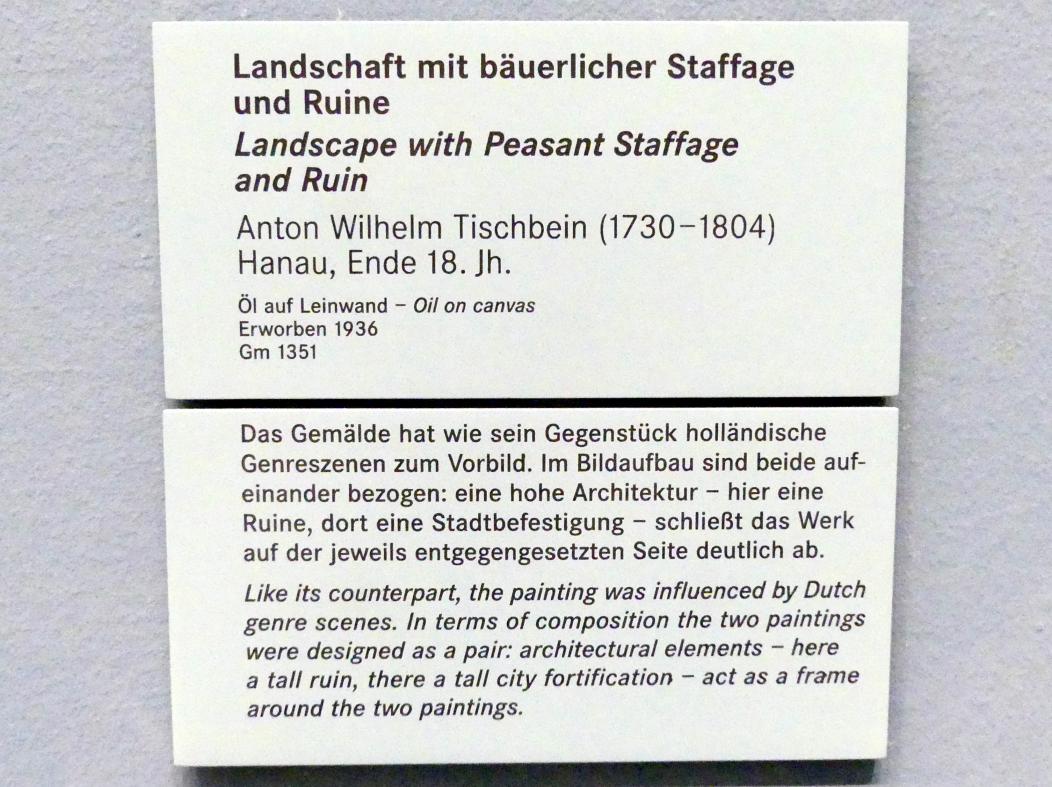 Anton Wilhelm Tischbein (1795), Landschaft mit bäuerlicher Staffage und Ruine, Nürnberg, Germanisches Nationalmuseum, Saal 129, Ende 18. Jhd., Bild 2/2