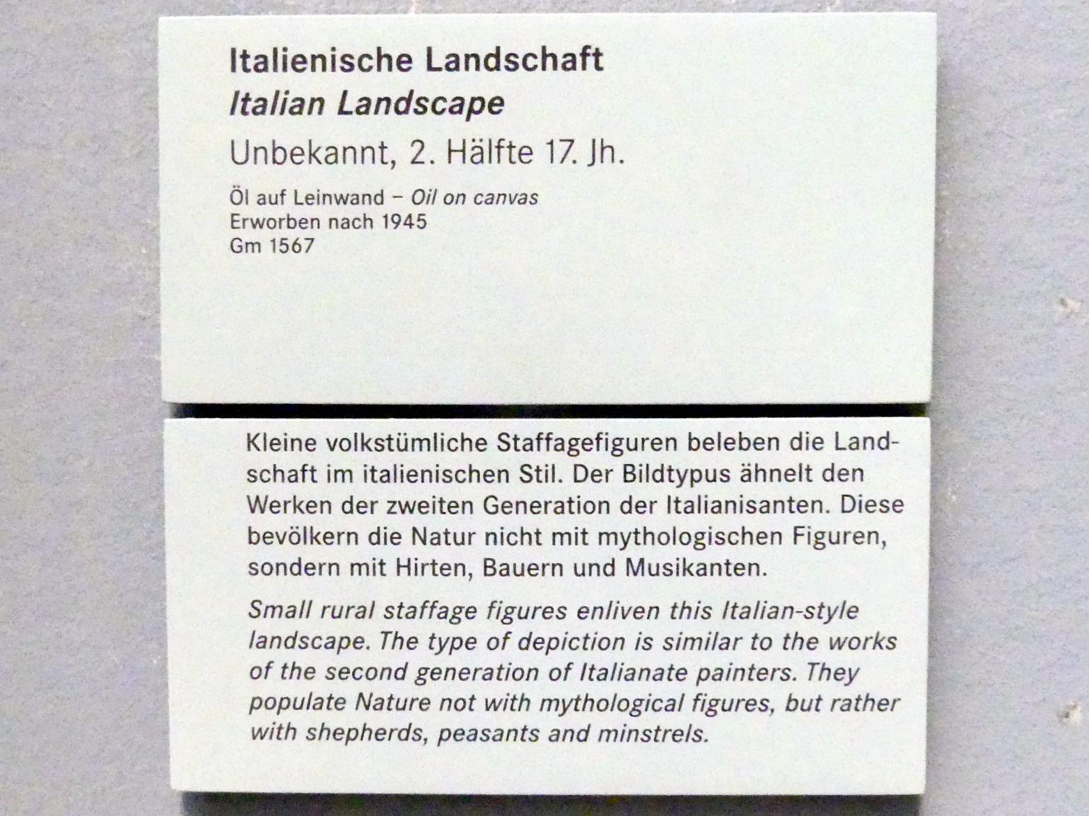 Italienische Landschaft, Nürnberg, Germanisches Nationalmuseum, Saal 129, 2. Hälfte 17. Jhd., Bild 2/2