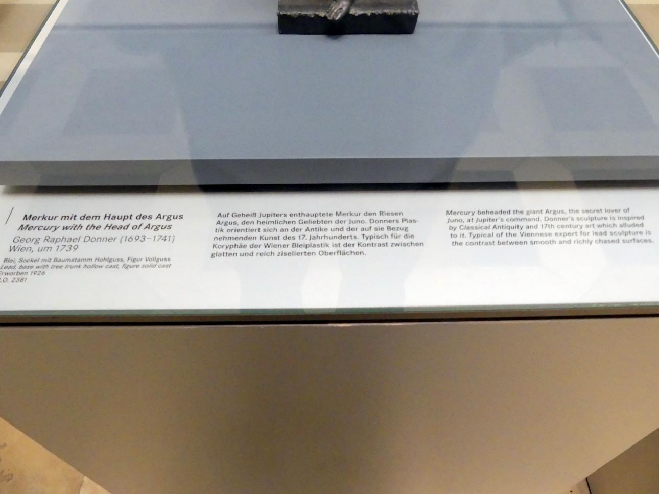 Georg Raphael Donner (1725–1739), Merkur mit dem Haupt des Argus, Nürnberg, Germanisches Nationalmuseum, Saal 129, um 1739, Bild 2/2