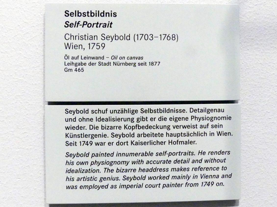 Christian Seybold (1744–1759), Selbstbildnis, Nürnberg, Germanisches Nationalmuseum, Saal 130, 1759, Bild 2/2