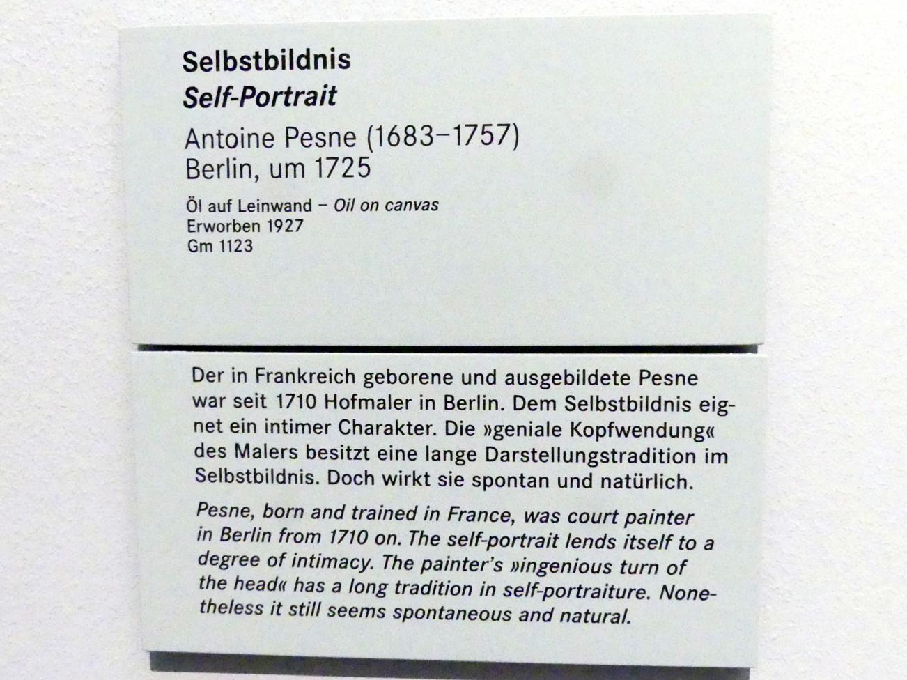 Antoine Pesne (1710–1755), Selbstbildnis, Nürnberg, Germanisches Nationalmuseum, Saal 130, um 1725, Bild 2/2