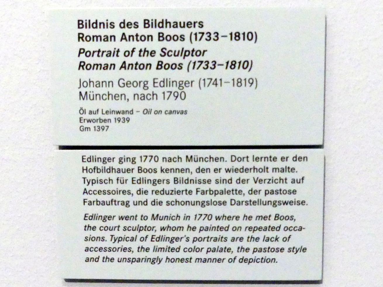 Johann Georg Edlinger (1790–1801), Bildnis des Bildhauers Roman Anton Boos (1733-1810), Nürnberg, Germanisches Nationalmuseum, Saal 130, nach 1790, Bild 2/2