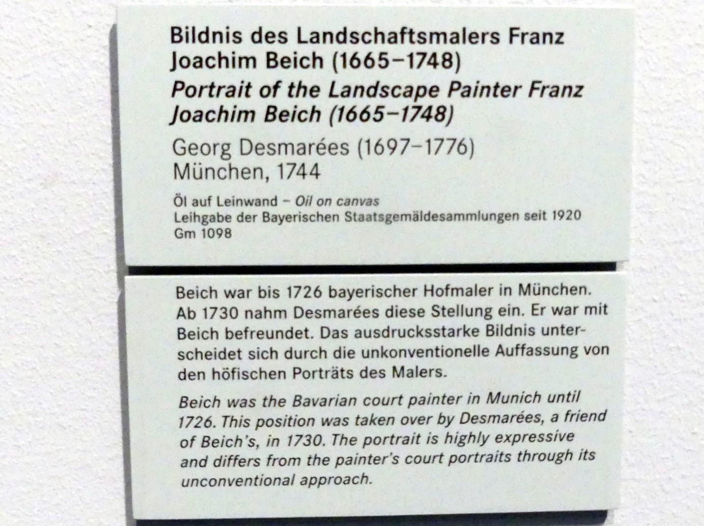 George Desmarées (1725–1762), Bildnis des Landschaftsmalers Franz Joachim Beich (1665-1748), Nürnberg, Germanisches Nationalmuseum, Saal 130, 1744, Bild 2/2