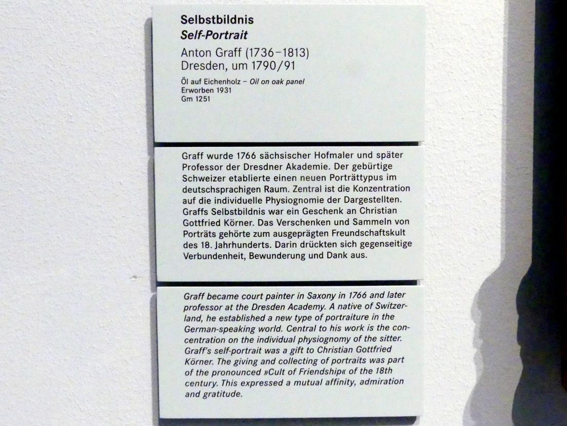 Anton Graff (1761–1807), Selbstbildnis, Nürnberg, Germanisches Nationalmuseum, Saal 130, um 1790–1791, Bild 2/2