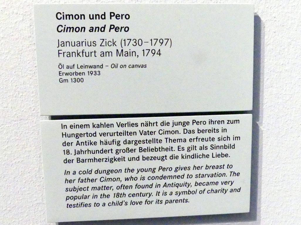 Januarius  Zick (1752–1794), Cimon und Pero, Nürnberg, Germanisches Nationalmuseum, Saal 131, 1794, Bild 2/2