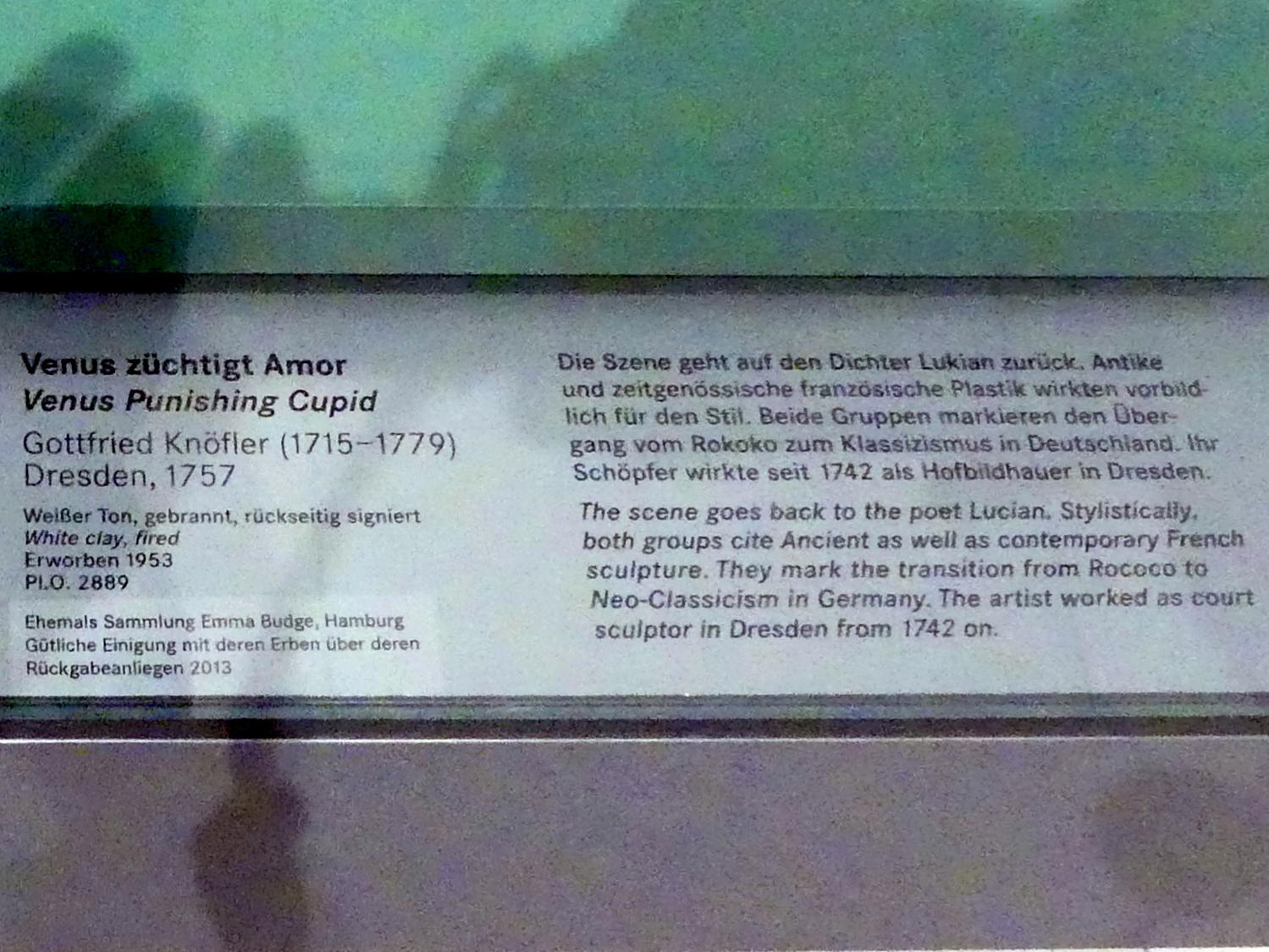 Johann Gottfried Knöffler (1757–1766), Venus züchtigt Amor, Nürnberg, Germanisches Nationalmuseum, Saal 131, 1757, Bild 2/2