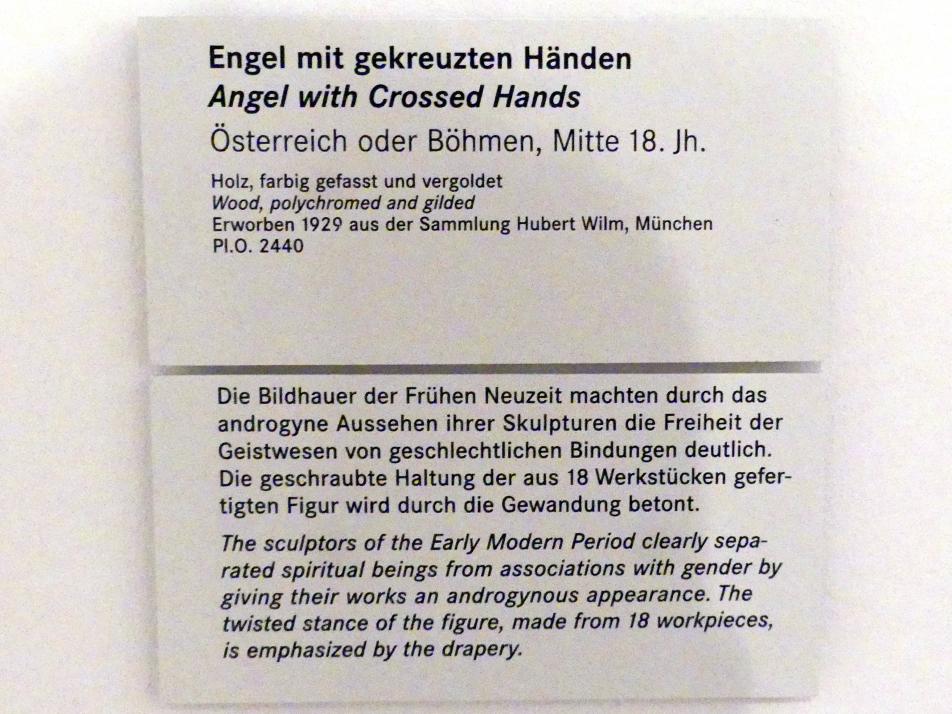 Engel mit gekreuzten Händen, Nürnberg, Germanisches Nationalmuseum, Saal 132, Mitte 18. Jhd., Bild 3/3