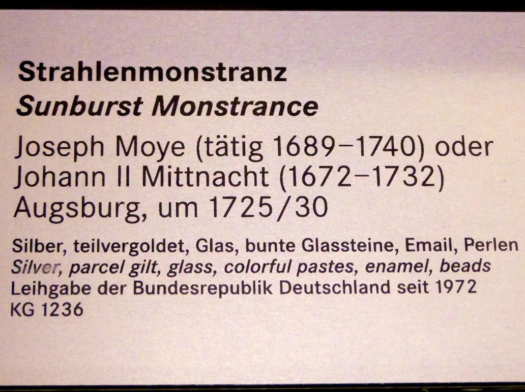 Strahlenmonstranz, Nürnberg, Germanisches Nationalmuseum, Saal 132, um 1725–1730, Bild 2/2