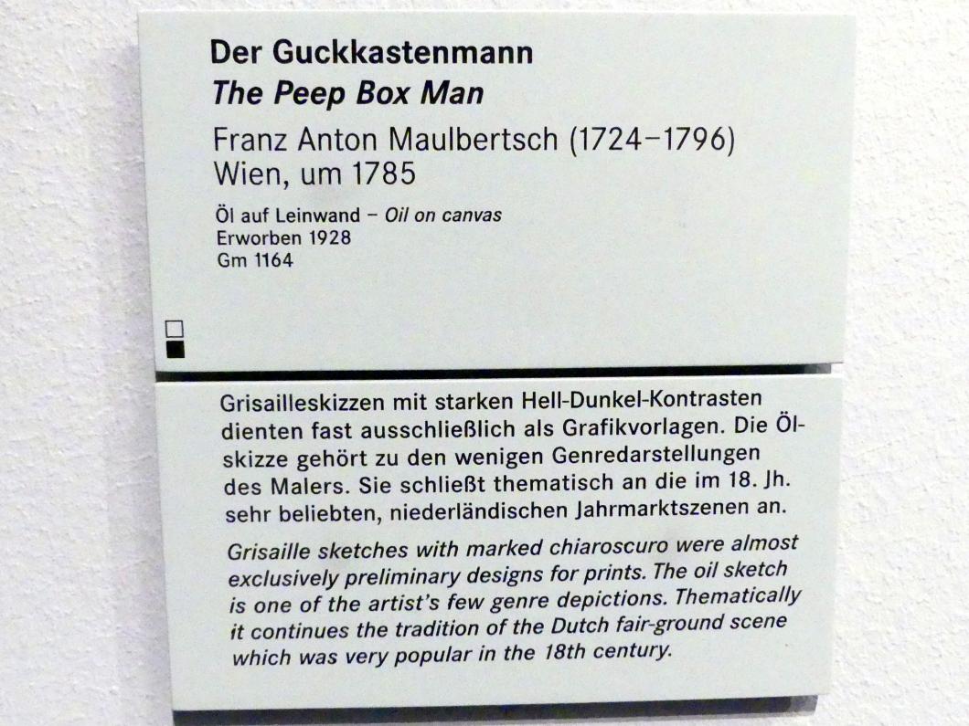 Franz Anton Maulbertsch (1749–1794), Der Guckkastenmann, Nürnberg, Germanisches Nationalmuseum, Saal 133, um 1785, Bild 2/2