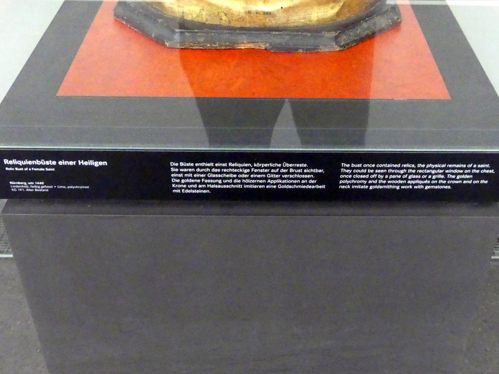 Reliquienbüste einer Heiligen, Nürnberg, Germanisches Nationalmuseum, Saal 35, um 1440, Bild 2/2