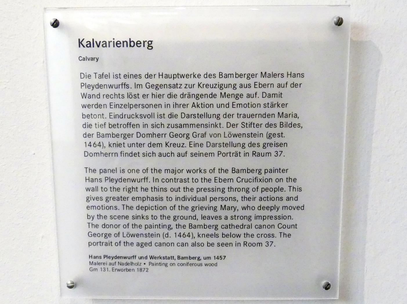 Hans Pleydenwurff (1456–1470), Kalvarienberg, Nürnberg, Germanisches Nationalmuseum, Saal 39, um 1457, Bild 2/2