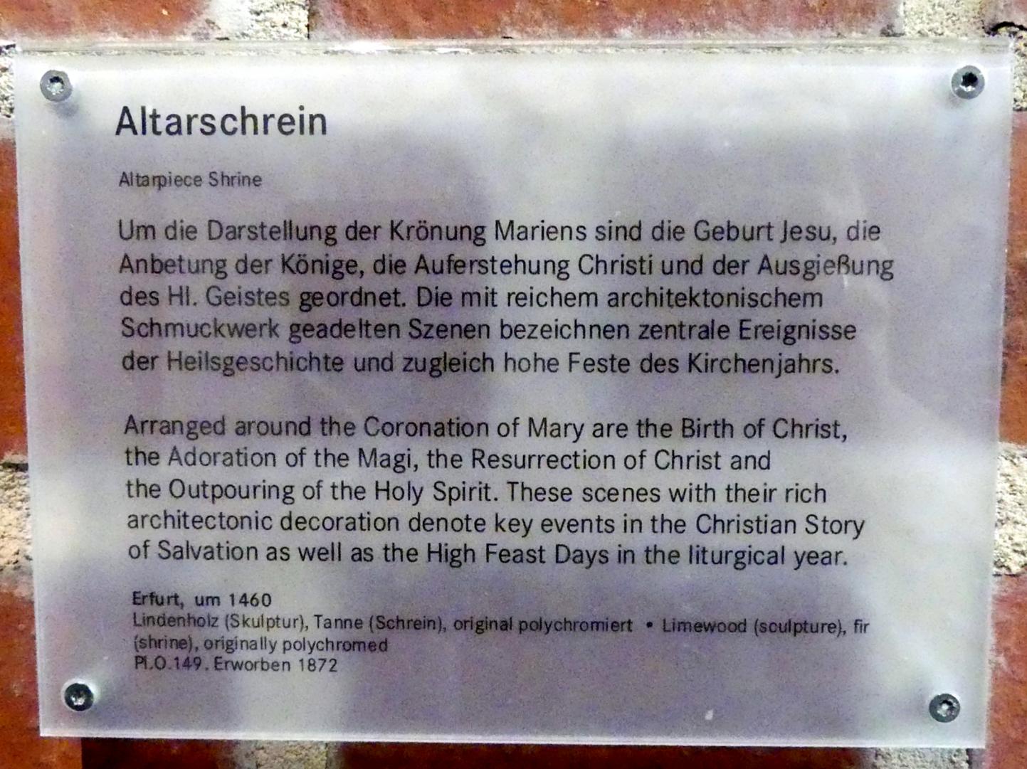 Altarschrein mit Marienkrönung, Nürnberg, Germanisches Nationalmuseum, Saal 39, um 1460, Bild 2/2