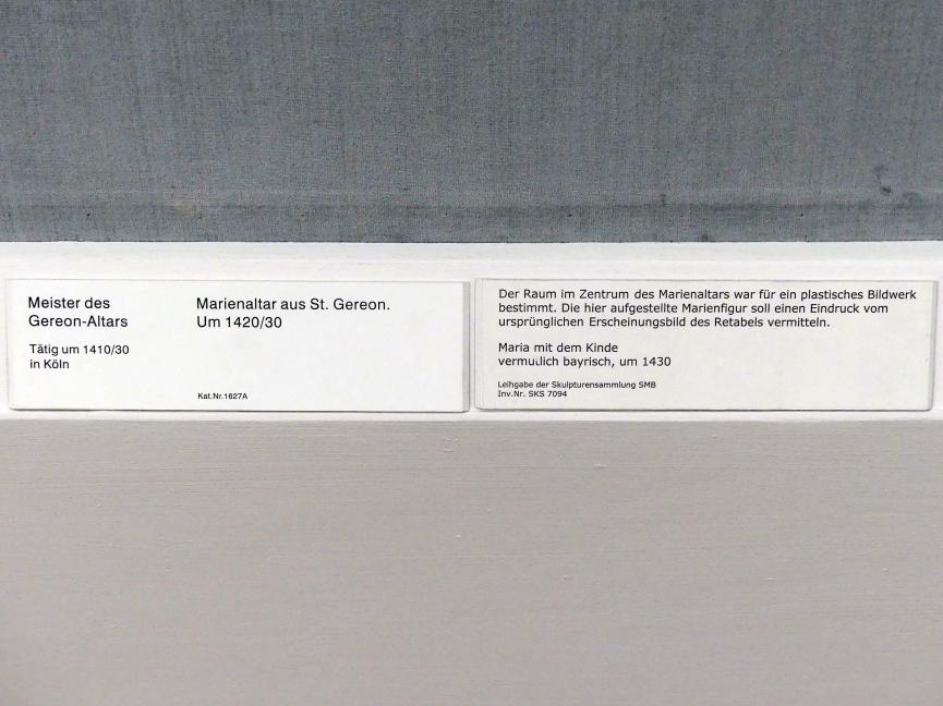 Maria mit dem Kinde, Berlin, Gemäldegalerie ("Berliner Wunder"), Saal I, um 1430, Bild 2/2