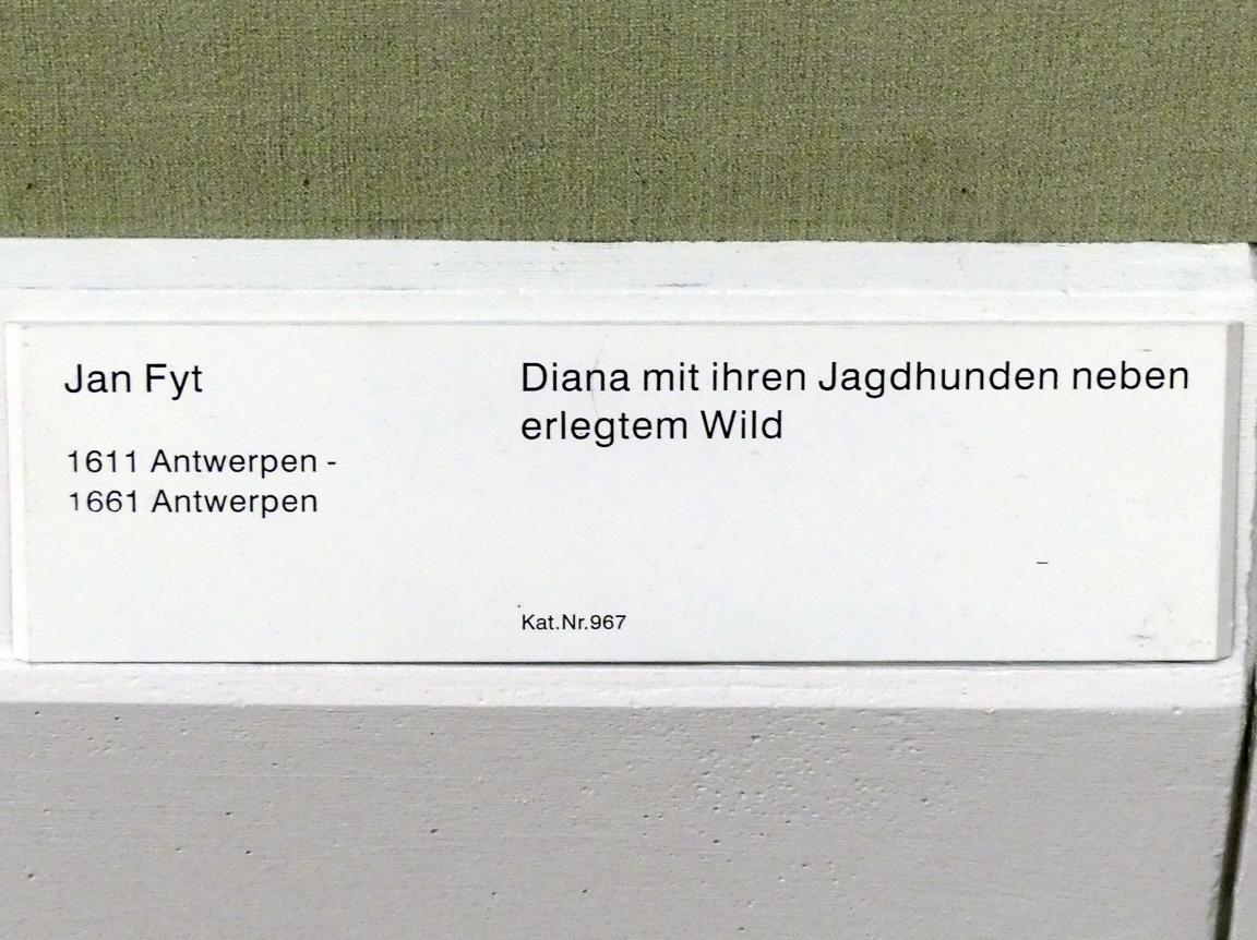 Jan Fyt (1647–1655), Diana mit ihren Jagdhunden neben erlegtem Wild, Berlin, Gemäldegalerie ("Berliner Wunder"), Saal VII, Undatiert, Bild 2/2