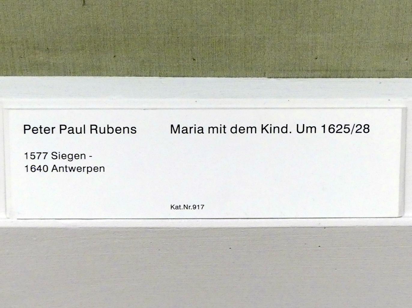 Peter Paul Rubens (1598–1640), Maria mit dem Kind, Berlin, Gemäldegalerie ("Berliner Wunder"), Saal VIII, um 1625–1628, Bild 2/2