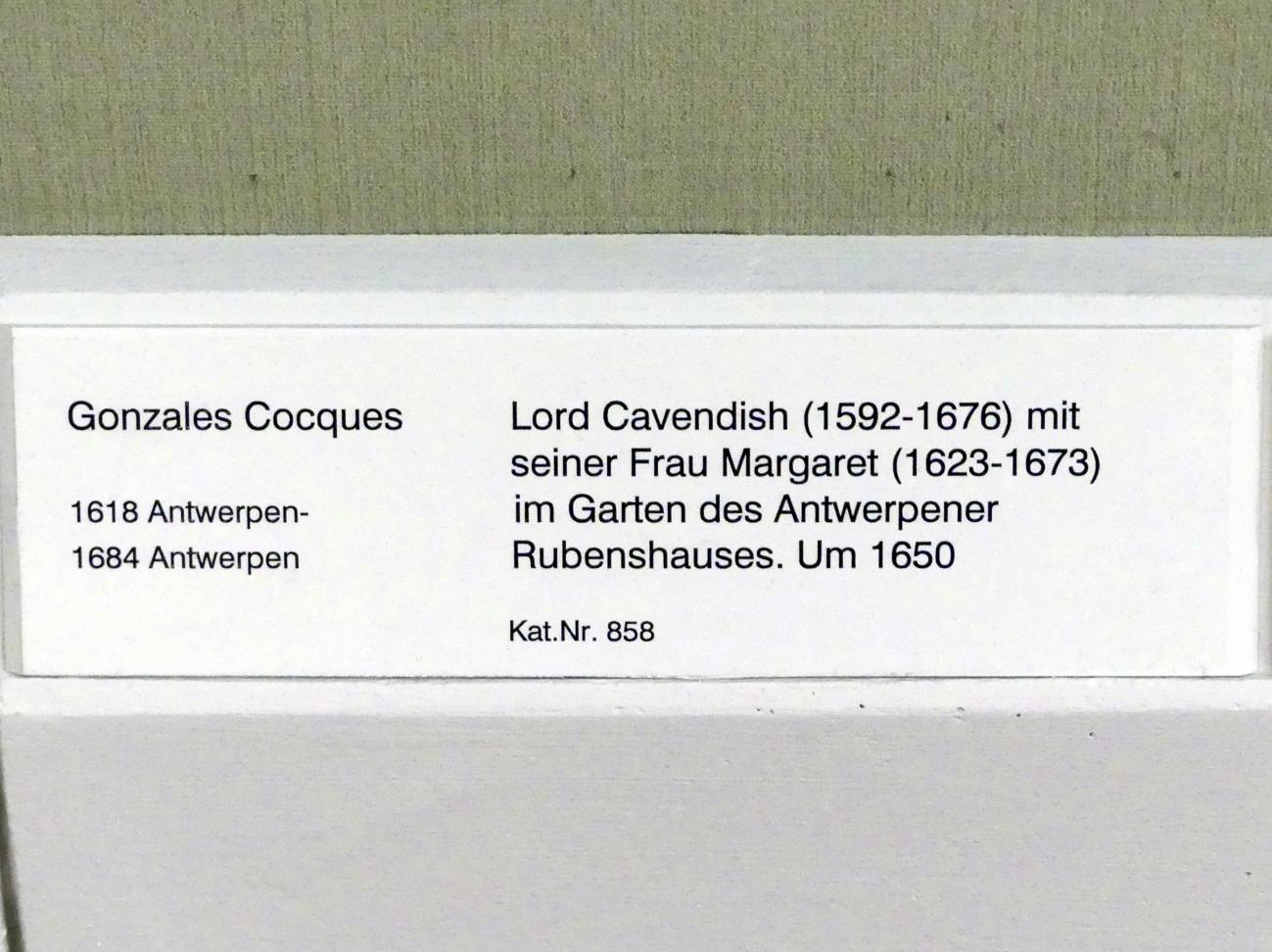 Gonzales Coques (1644–1660), Lord Cavendish (1592-1676) mit seiner Frau Margaret (1623-1673) im Garten des Antwerpener Rubenshauses, Berlin, Gemäldegalerie ("Berliner Wunder"), Saal VIII, um 1650, Bild 2/2