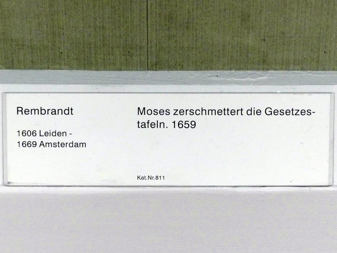 Rembrandt (Rembrandt Harmenszoon van Rijn) (1627–1669), Moses zerschmettert die Gesetzestafeln, Berlin, Gemäldegalerie ("Berliner Wunder"), Saal X, 1659, Bild 2/2