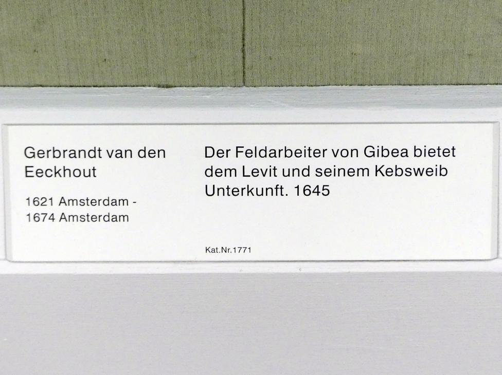 Gerbrand van den Eeckhout (1645–1669), Der Feldarbeiter von Gibea bietet dem Levit und seinem Kebsweib Unterkunft, Berlin, Gemäldegalerie ("Berliner Wunder"), Saal X, 1645, Bild 2/2
