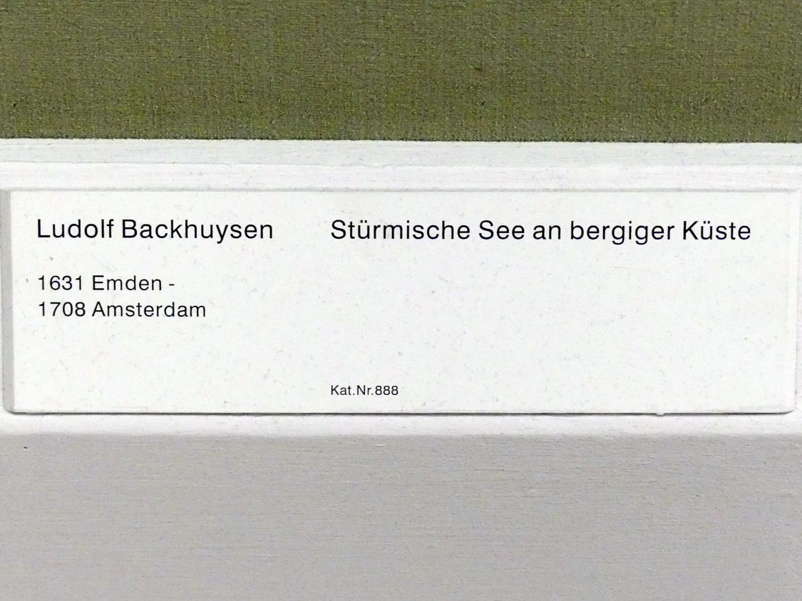 Ludolf Bakhuizen (Backhuysen) (1661–1700), Stürmische See an bergiger Küste, Berlin, Gemäldegalerie ("Berliner Wunder"), Saal XI, Undatiert, Bild 2/2