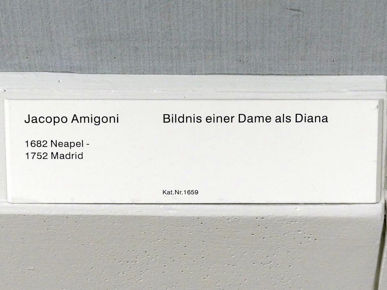 Jacopo Amigoni (1723–1752), Bildnis einer Dame als Diana, Berlin, Gemäldegalerie ("Berliner Wunder"), Saal XII, Undatiert, Bild 2/2