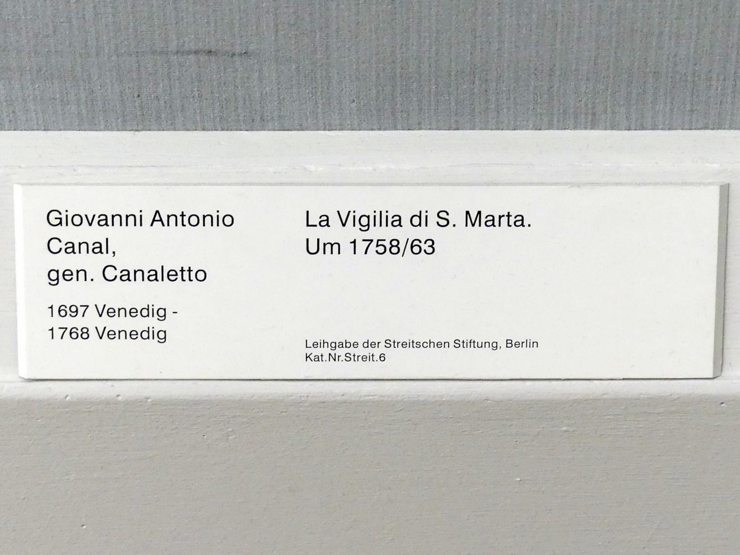 Giovanni Antonio Canal ("Canaletto") (1722–1765), La Vigilia di S. Maria, Berlin, Gemäldegalerie ("Berliner Wunder"), Saal XII, um 1758–1763, Bild 2/2