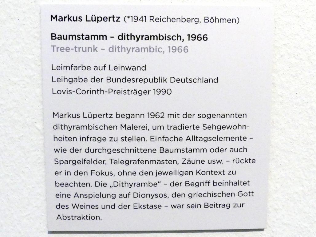 Markus Lüpertz (1964–2000), Baumstamm - dithyrambisch, Regensburg, Ostdeutsche Galerie, Rotunde, 1966, Bild 2/2