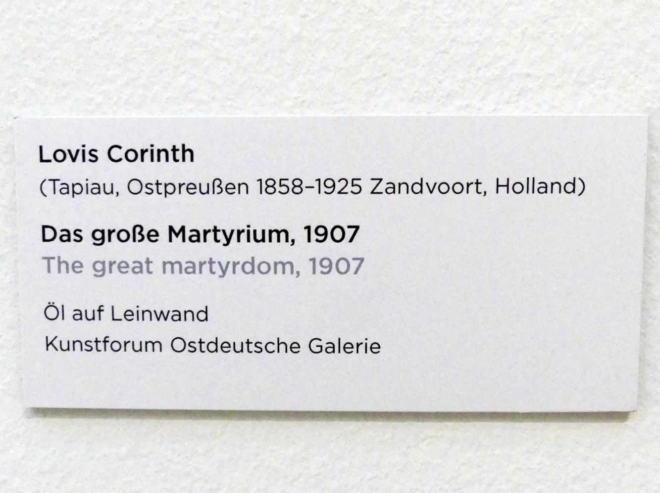 Lovis Corinth (1891–1925), Das große Martyrium, Regensburg, Ostdeutsche Galerie, Rotunde, 1907, Bild 2/2
