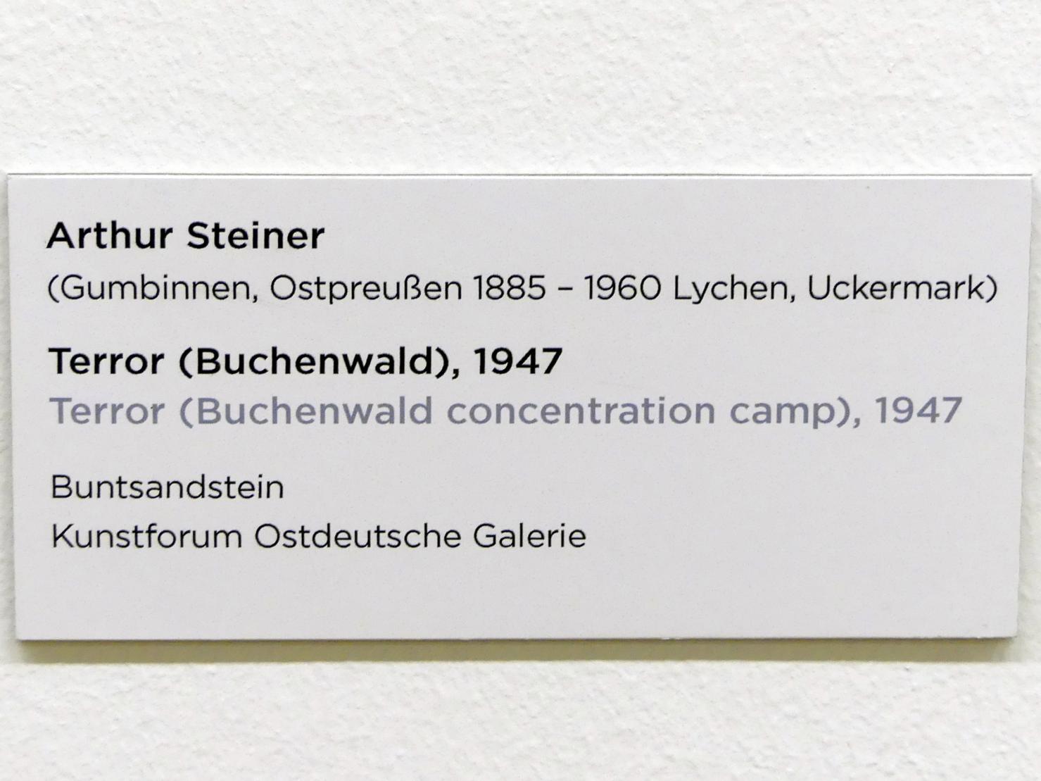 Arthur Steiner (1947), Terror (Buchenwald), Regensburg, Ostdeutsche Galerie, Saal 1, 1947, Bild 3/3
