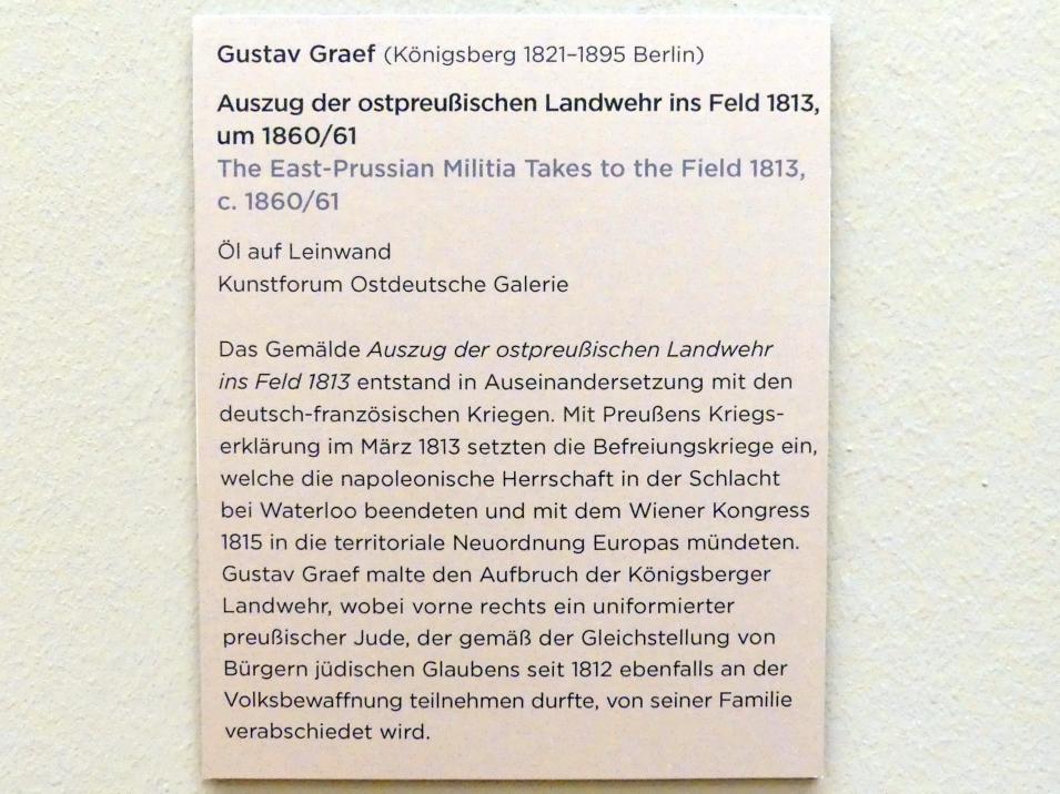 Gustav Graef (1860), Auszug der ostpreußischen Landwehr ins Feld 1813, Regensburg, Ostdeutsche Galerie, Saal 3, um 1860–1861, Bild 2/2