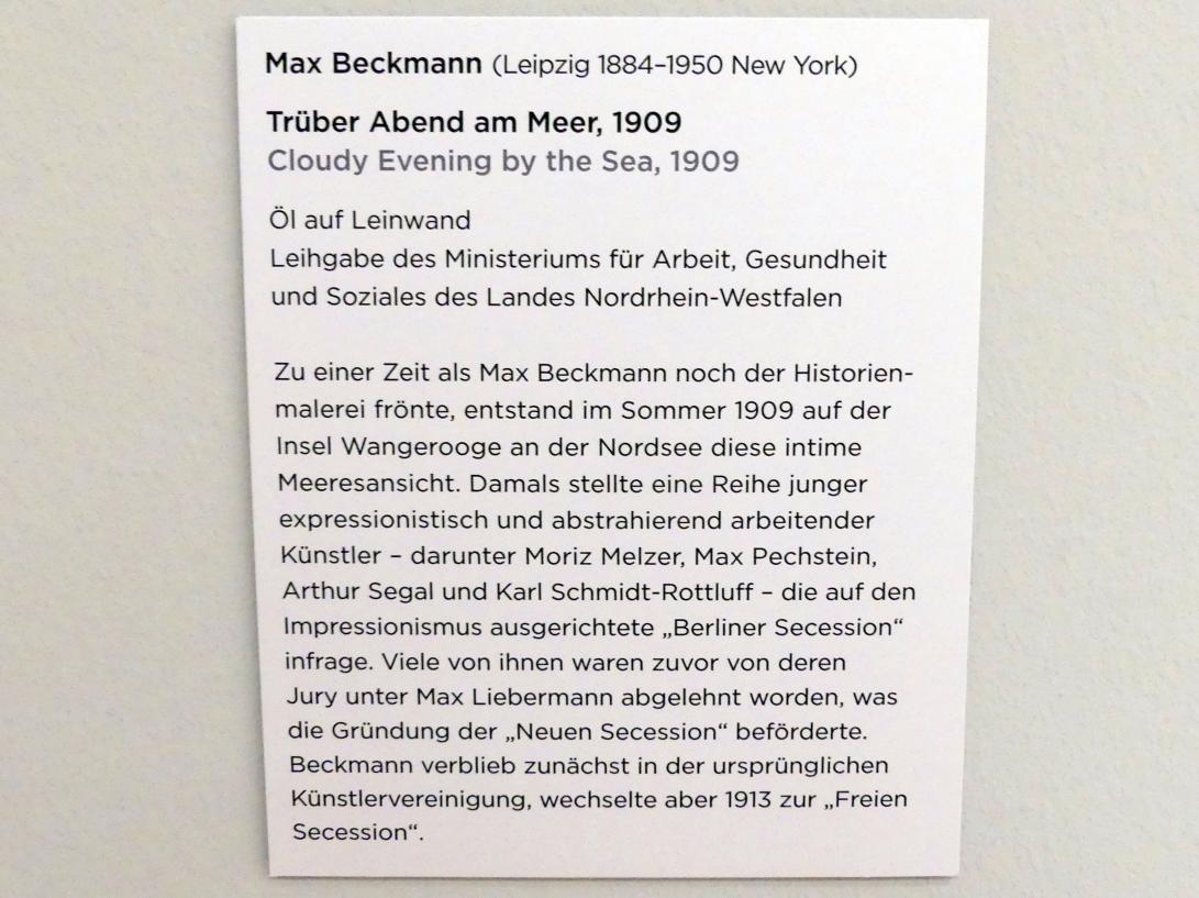 Max Beckmann (1905–1950), Trüber Abend am Meer, Regensburg, Ostdeutsche Galerie, Saal 6, 1909, Bild 2/2