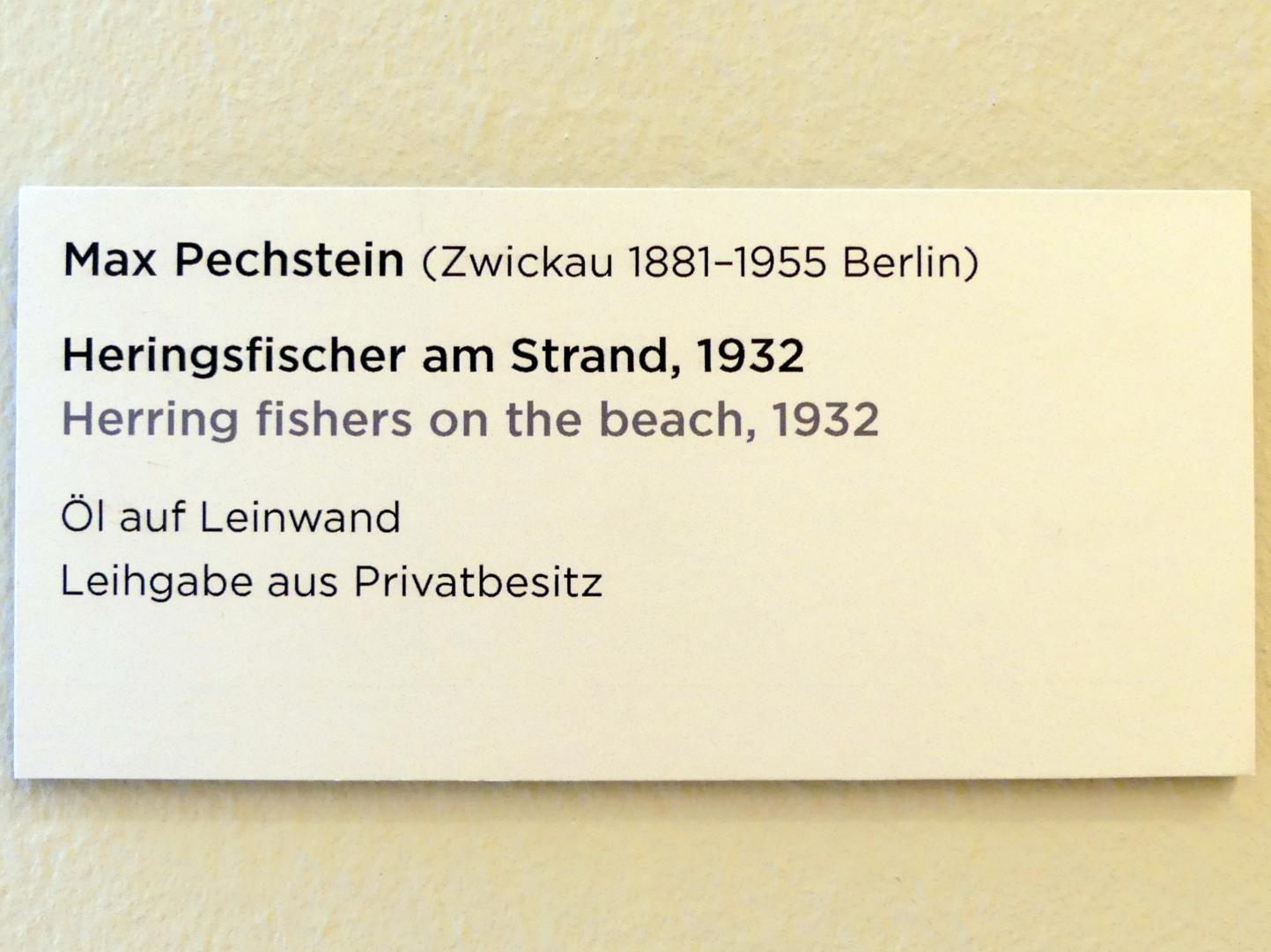 Max Pechstein (1895–1953), Heringsfischer am Strand, Regensburg, Ostdeutsche Galerie, Saal 6, 1932, Bild 2/2