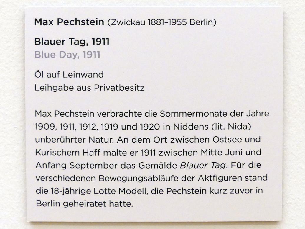 Max Pechstein (1895–1953), Blauer Tag, Regensburg, Ostdeutsche Galerie, Saal 6, 1911, Bild 2/2