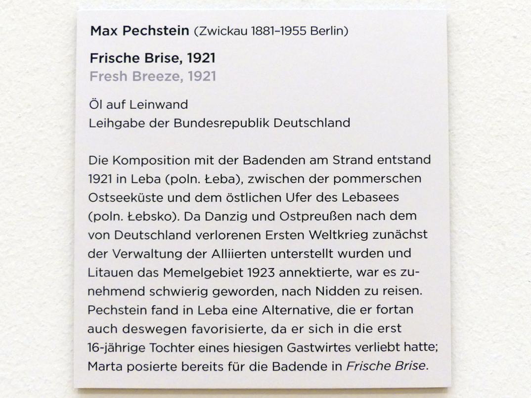 Max Pechstein (1895–1953), Frische Brise, Regensburg, Ostdeutsche Galerie, Saal 6, 1921, Bild 2/2