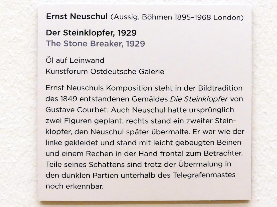 Ernst (Ernest) Neuschul (1927–1929), Der Steinklopfer, Regensburg, Ostdeutsche Galerie, Saal 9, 1929, Bild 2/2