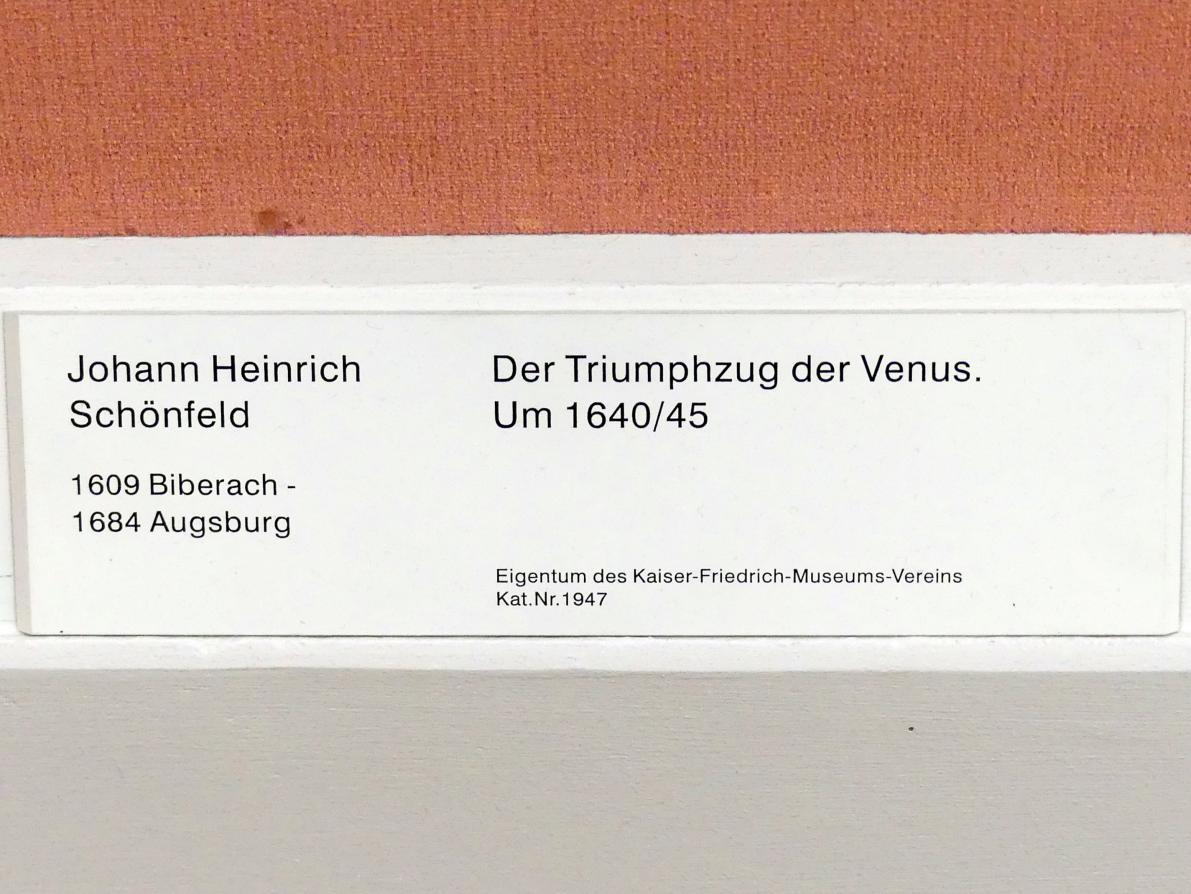 Johann Heinrich Schönfeld (1634–1677), Der Triumphzug der Venus, Berlin, Gemäldegalerie ("Berliner Wunder"), Saal XIII, 1640–1645, Bild 2/2