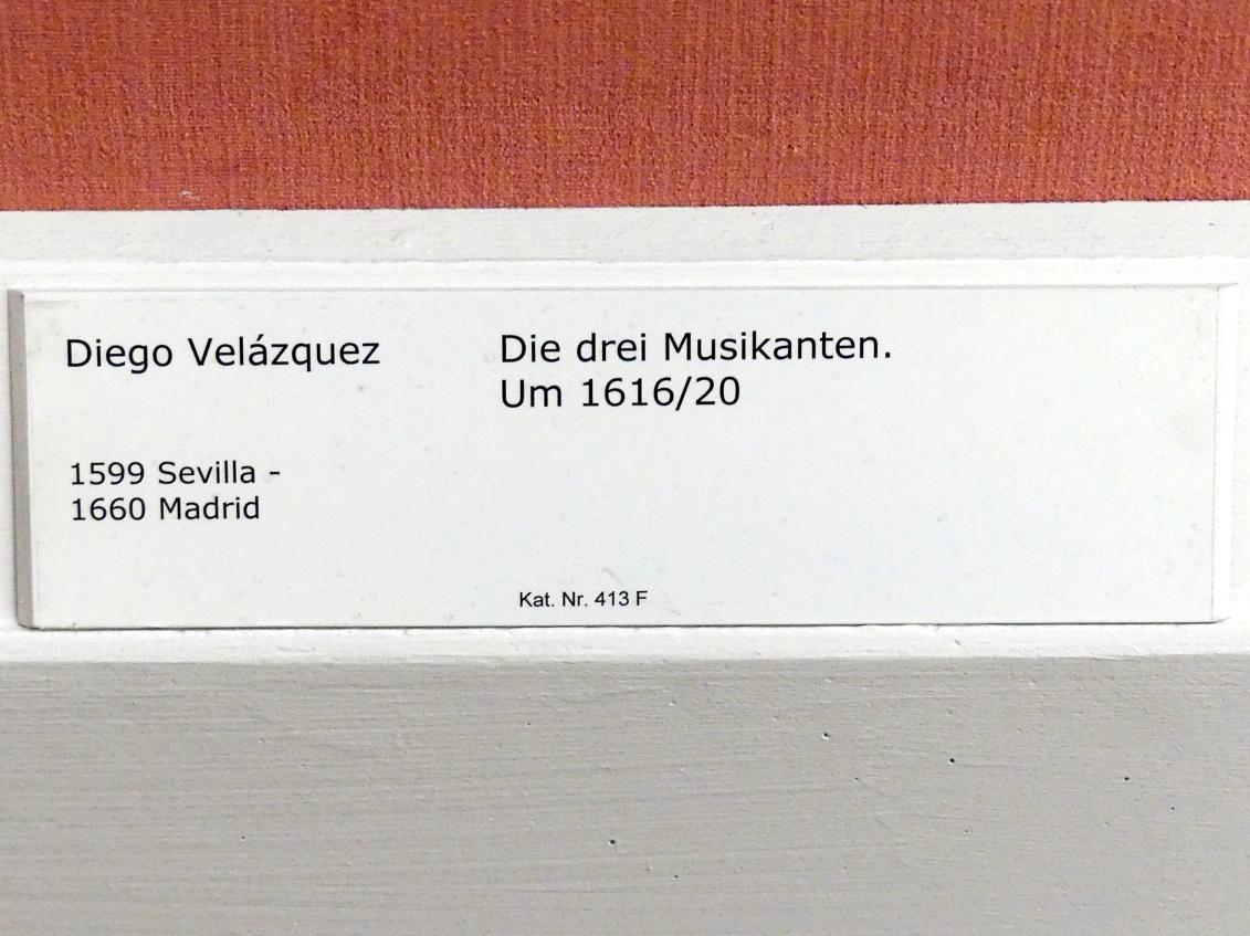 Diego Rodríguez de Silva y Velázquez (1618–1659), Die drei Musikanten, Berlin, Gemäldegalerie ("Berliner Wunder"), Saal XIII, um 1616–1620, Bild 2/2