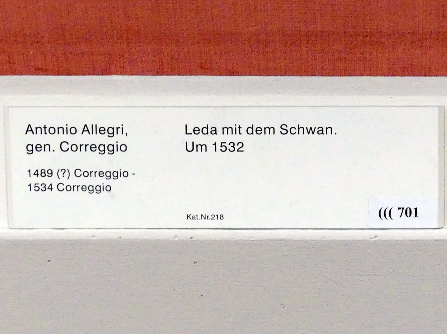 Antonio Allegri (Correggio) (1511–1532), Leda mit dem Schwan, Berlin, Gemäldegalerie ("Berliner Wunder"), Saal XV, um 1532, Bild 2/2