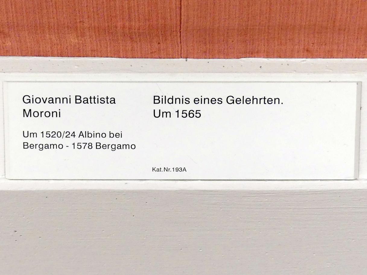Giovanni Battista Moroni (1554–1565), Bildnis eines Gelehrten, Berlin, Gemäldegalerie ("Berliner Wunder"), Saal XVII, um 1565, Bild 2/2