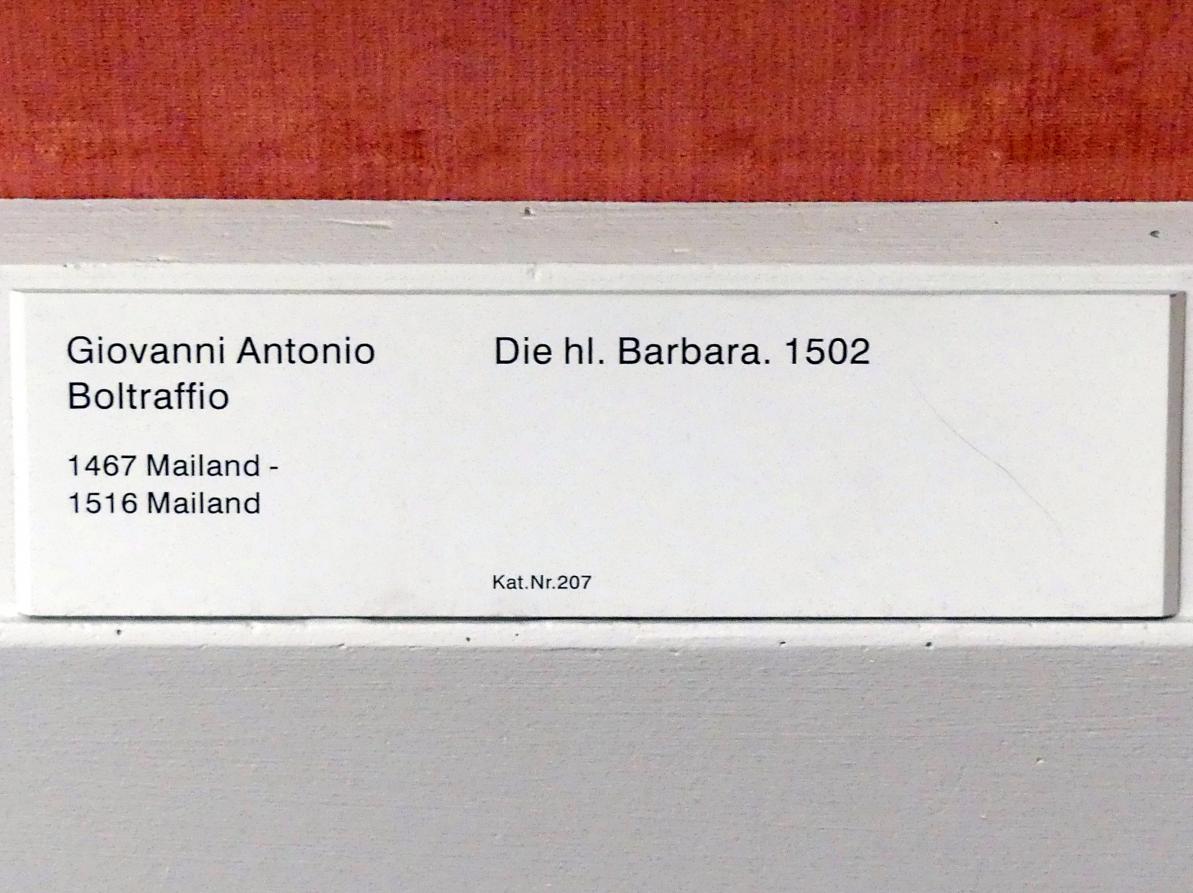Giovanni Antonio Boltraffio (1492–1509), Die hl. Barbara, Berlin, Gemäldegalerie ("Berliner Wunder"), Saal XVII, 1502, Bild 2/2