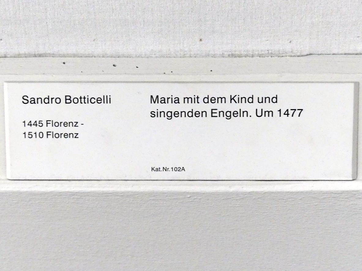 Sandro Botticelli (1462–1500), Maria mit dem Kind und singenden Engeln, Berlin, Gemäldegalerie ("Berliner Wunder"), Saal XVIII, um 1477, Bild 2/2