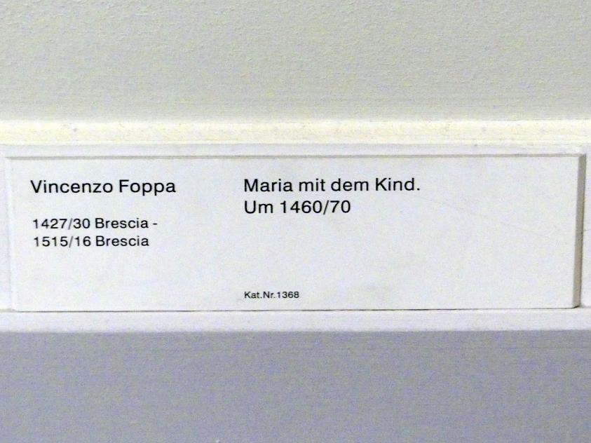 Vincenzo Foppa (1465), Maria mit dem Kind, Berlin, Gemäldegalerie ("Berliner Wunder"), Kabinett 35, um 1460–1470, Bild 2/2
