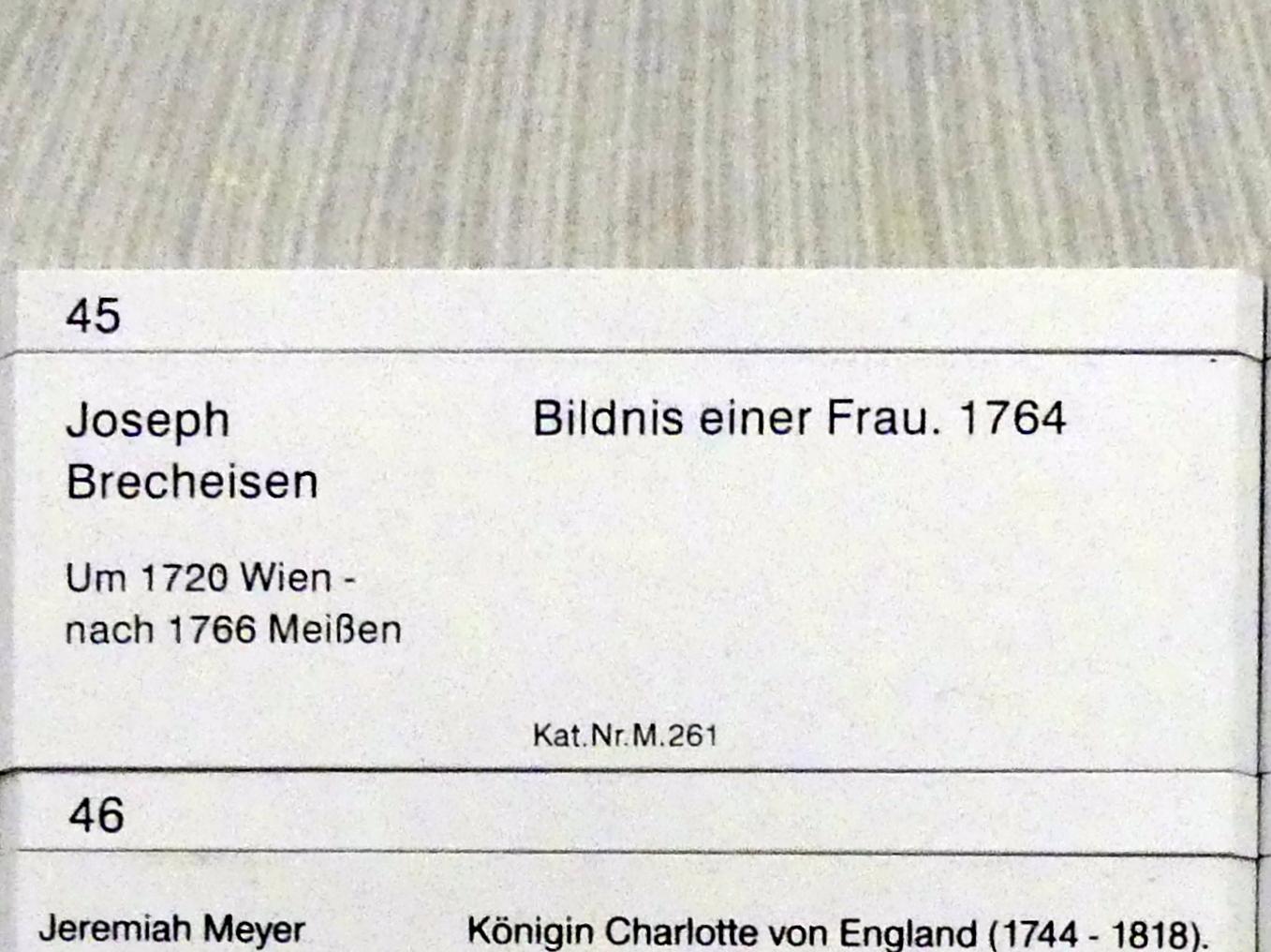 Joseph Brecheisen (1764), Bildnis einer Frau, Berlin, Gemäldegalerie ("Berliner Wunder"), Kabinett 34, 1764, Bild 2/2