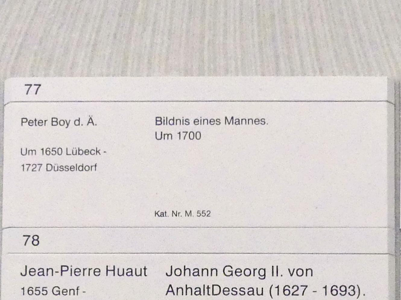 Peter Boy (1700), Bildnis eines Mannes, Berlin, Gemäldegalerie ("Berliner Wunder"), Kabinett 34, um 1700, Bild 2/2