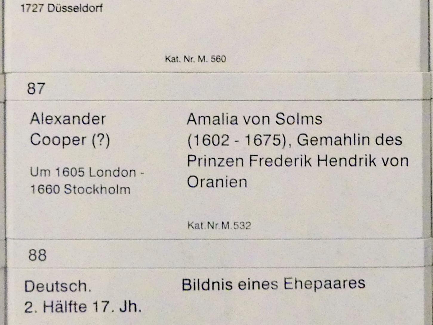 Alexander Cooper (1632), Amalia von Solms (1602-1675), Gemahlin des Prinzen Frederik Hendrik von Oranien, Berlin, Gemäldegalerie ("Berliner Wunder"), Kabinett 34, Undatiert, Bild 2/2