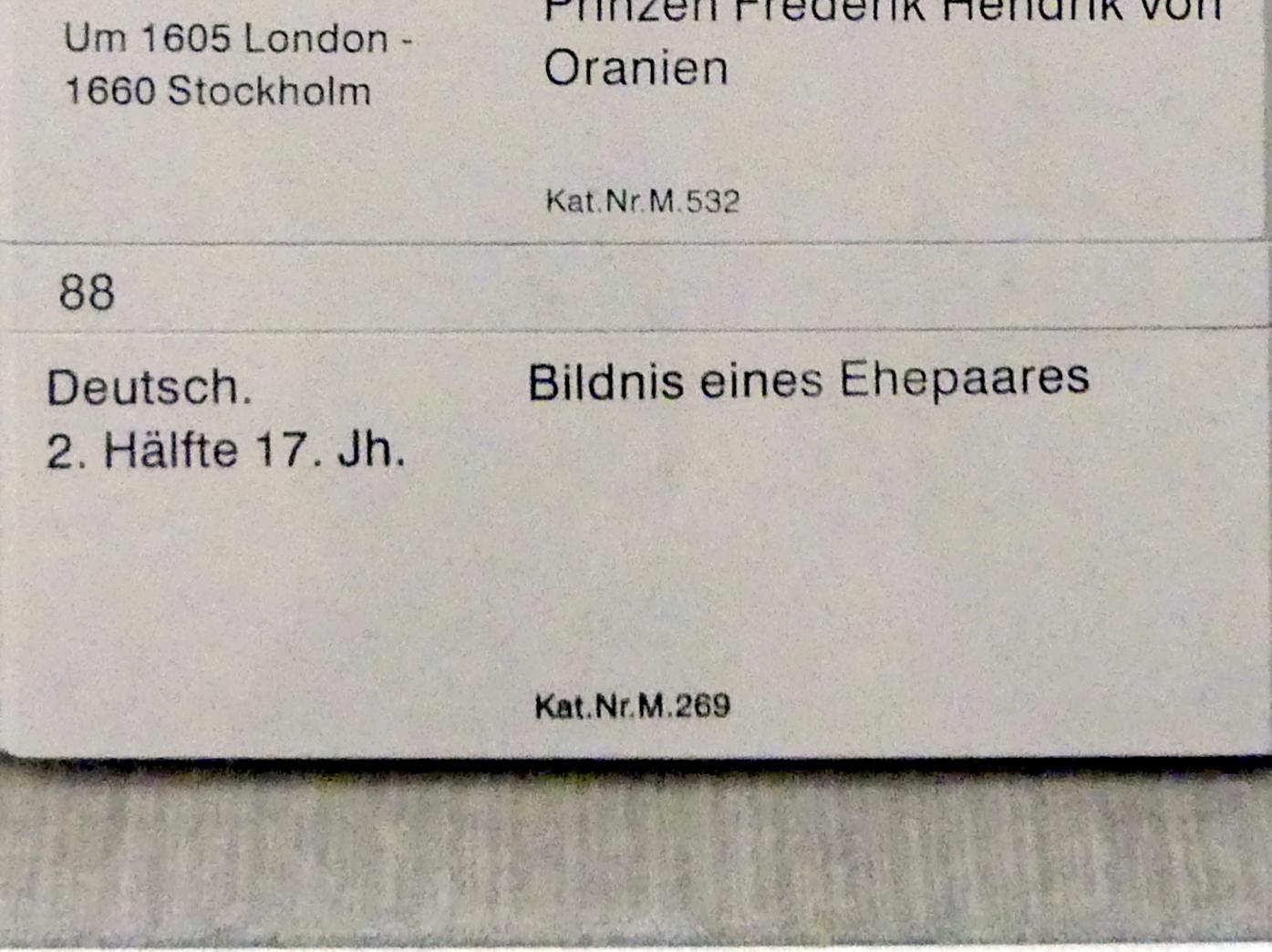 Bildnis eines Ehepaares, Berlin, Gemäldegalerie ("Berliner Wunder"), Kabinett 34, 2. Hälfte 17. Jhd., Bild 2/2