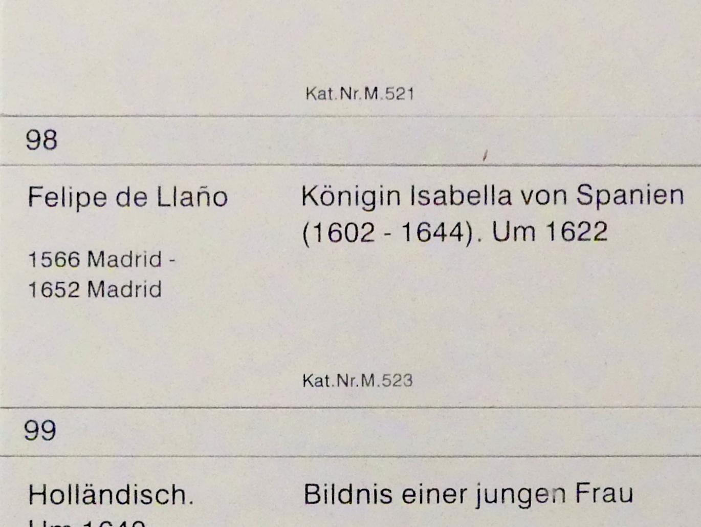 Felipe de Llaño (1622), Königin Isabella von Spanien (1602-1644), Berlin, Gemäldegalerie ("Berliner Wunder"), Kabinett 34, um 1622, Bild 2/2
